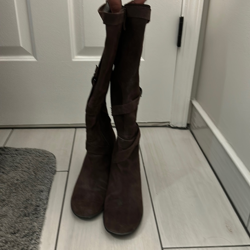 a.n.a Tall Brown Suede Wedge Heel Boot size 9.